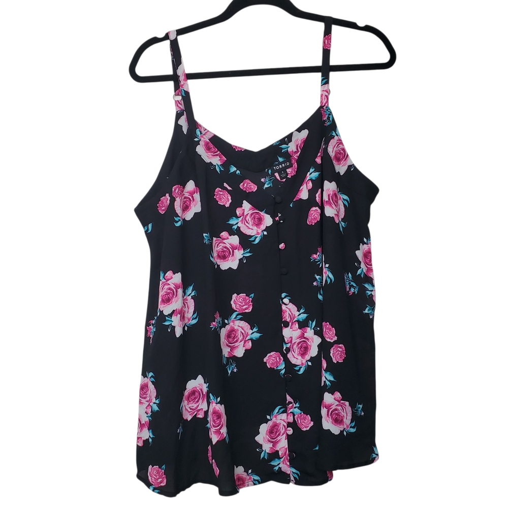 Torrid Black and Pink Camisole with Spaghetti Straps